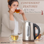 Load image into Gallery viewer, Mixpresso Stainless Steel Electric Kettle, Cordless 1.7L Electric Kettle Temperature Control,1500W Electric Tea Kettle with Viewing Window 2 Hr Keep Warm, Water Boiler with Auto-Off, Boil-Dry System