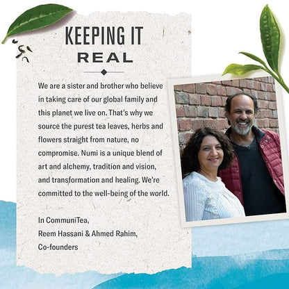 Numi Organic Rooibos Chai Tea, 18 Caffeine Free Herbal Bags, Microplastic Free, Rich Flavor with Cinnamon, Allspice & Ginger