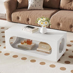 Load image into Gallery viewer, 43" White Led Coffee Table for Living Room, Modern Living Room Table Rectangular Contemporary Center Table with Storage, Wooden Coffee Tables with LED Lights for Dining Reception Room