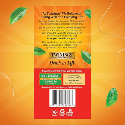 Twinings Decaffeinated English Breakfast Black Tea Bags, 50 Count (Pack of 6), Flavourful, Robust, Enjoy Hot or Iced, 300 Teabags