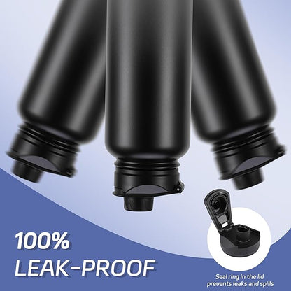 HASLE OUTFITTERS 40oz Stainless Steel Water Bottle, Vacuum Insulated Double Walled Leak Proof Sports Water Bottle with 2 Lids (Straw and Spout Lid) Thermo Mug Keep Cold and Hot(Black Gray Gradient,1)