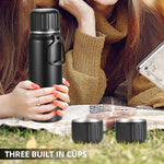 Load image into Gallery viewer, 750ml/27 OZ Coffee Thermo with 3 cups, Insulated Water Bottle, Stainless Steel Vacuum Flask Set for Hot and Cold Drinks, Gifts Box