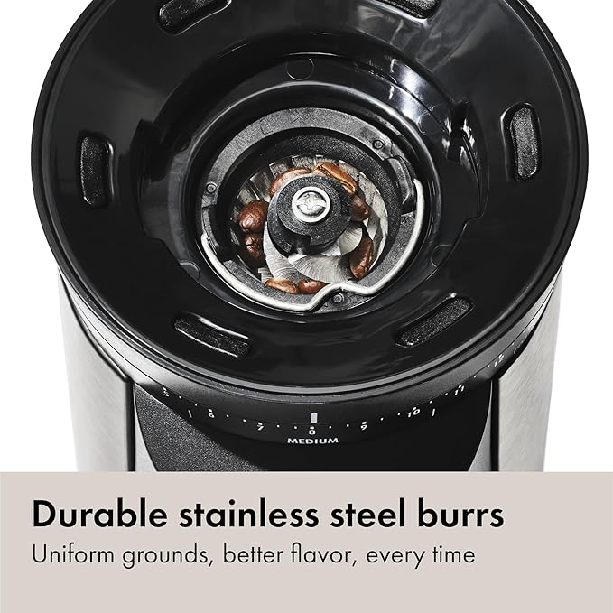 OXO Brew Conical Burr Coffee Grinder - Silver, Stainless Steel Burrs, One-Touch Automatic Smart Grind
