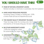 Load image into Gallery viewer, FreshDrinkUS, Premium 45 Spearmint Tea Bags, 100% Natural Spearmint Leaves. Loose Leaf Spearmint Herbal Tea. Spearmint Leaf Tea. No Sugar, No Caffeine, No Gluten, Vegan.