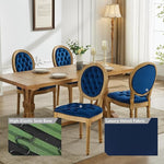 Load image into Gallery viewer, French Country Dining Chairs Set of 8, Blue Velvet Upholstered Dining Chairs, Tufted Back, Solid Wood Legs, Farmhouse Kitchen &amp; Dining Room Chairs, Sillas De Comedor (Blue, 8Pcs)