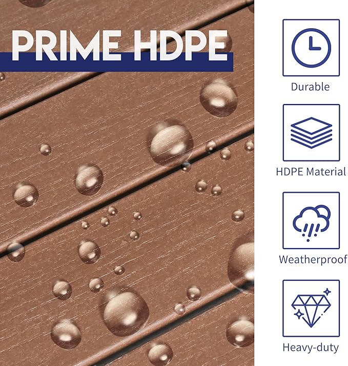 LZRS Outdoor Side Table - 2-Tier Adirondack HDPE Patio End Table for Pool, Porch,Balcony & Backyard,Weather Resistance for Indoor and Outdoor use(Brown)