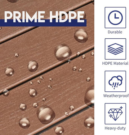 LZRS Outdoor Side Table - 2-Tier Adirondack HDPE Patio End Table for Pool, Porch,Balcony & Backyard,Weather Resistance for Indoor and Outdoor use(Brown)