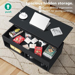 Load image into Gallery viewer, HOMMPA 40" Modern LED Coffee Table with Storage for Living Room, Lift Top Coffee Table with 2 Shelves, High Glossy Wooden Dining Table, Multifunctional Furniture for Bedroom Home Office, Black