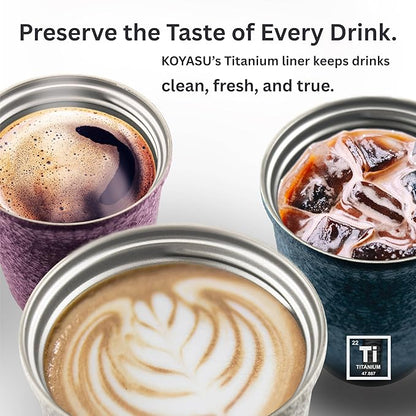 12 oz Titanium Liner Travel Mug with Lid, Double-Wall Vacuum Insulation, Wide Mouth, Leak-Proof, Chemical-Free & Healthy, men and women hot & cold drinks, for Indoor & Outdoor Use (Gray)