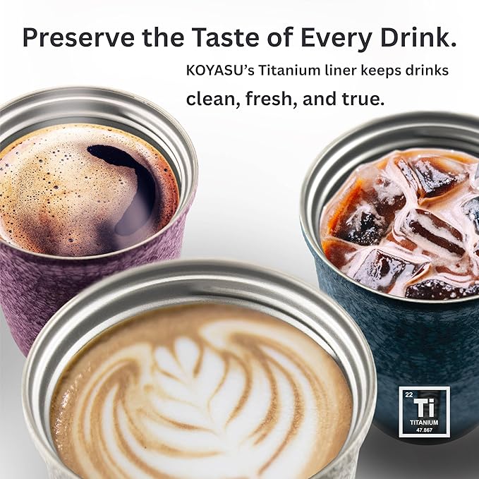 12oz Titanium Liner Travel Mug with Lid, Double-Wall Vacuum Insulation, Wide Mouth, Leak-Proof, Chemical-Free & Healthy, men and women hot & cold drinks, for Indoor & Outdoor Use (Blue)