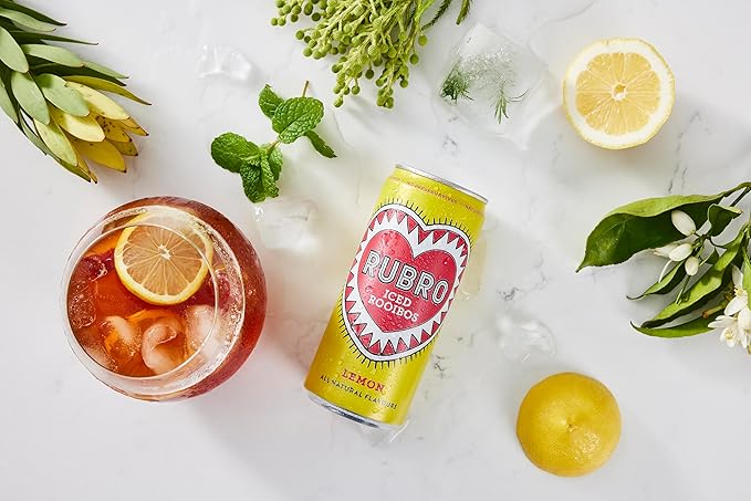Rubro Rooibos Tea 6-Pack, Lemon Iced Tea, Naturally Caffeine-Free, South African Iced Tea, Still, 6 x 300ml Cans