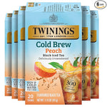 Load image into Gallery viewer, Twinings Peach Cold Brew Iced Tea Bags, 20 Count (Pack of 6), Unsweetened Flavoured Black Tea, Caffeinated, 120 Teabags