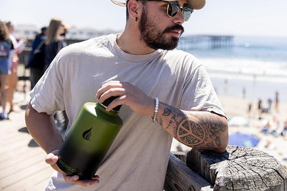 HYDRO CELL Stainless Steel Insulated Water Bottle with Straw - For Cold & Hot Drinks - Metal Vacuum Flask with Screw Cap and Modern Leakproof Sport Thermos for Adults (Army/Black 64oz)