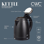 Load image into Gallery viewer, COOK WITH COLOR Electric Kettle - Rapid Boil, Sleek Design, and Safety Features - Great for Quick and Easy, Stainless Steel Black, 1.7 Liters