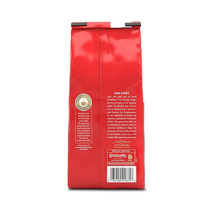 Community Coffee Signature Blend Whole Bean Coffee, Dark Roast, 12 oz Bag (Pack of 1)