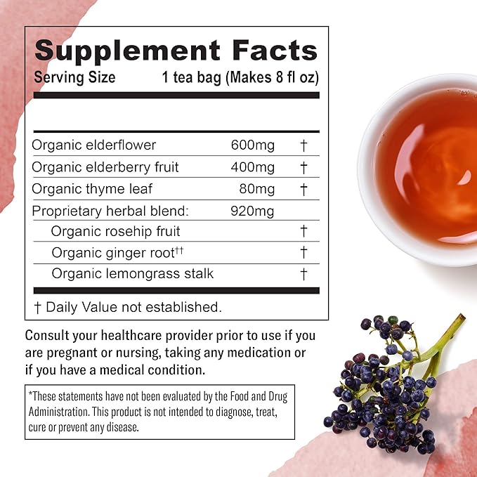 Numi Organic Tea Immunity Variety Pack, 16 Tea Bags (Pack of 3), Elderberry and Echinacea Tea