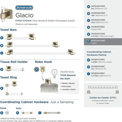 Amerock | Clear/Golden Champagne | Glacio | 5 Piece | Bathroom Accessories Set