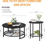 Load image into Gallery viewer, DKLGG 3 Pieces Black Coffee Tables for Living Room Table Sets, Round Wooden Coffee Table 3-Piece, Coffee and End Tables with Open Storage for Apartment Home Office, Small Spaces (Black)