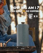 Load image into Gallery viewer, POLIVIAR French Press Coffee Maker, 34 Ounce Coffee Press with Real Wood Handle, Double Wall Insulation &amp; Dual-Filter Screen, Food Grade Stainless Steel for Good Coffee and Tea JX2023-FPLU