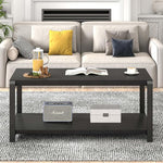 Load image into Gallery viewer, EXCEFUR Black Coffee Table, Modern Rustic Wood Center Table for Living Room, Industrial Rectangle Cocktail Tea Table with Storage Shelf