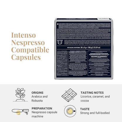 Caffe' Vergnano 1882 Medium Roast Espresso Bundle, Intenso (8/10) & Napoli (10/10) Capsules, Single-Serve Italian Coffee Pods Compatible with Nespresso Machines, 60 Ct