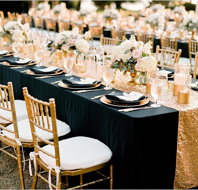 10 Pack Black Rectangle Table Cloth, 60 x 102 Inch Tablecloths for 6 Foot Tables, Wrinkle Resistant Polyester Washable Table Cover for Banquet, Restaurant, Parties