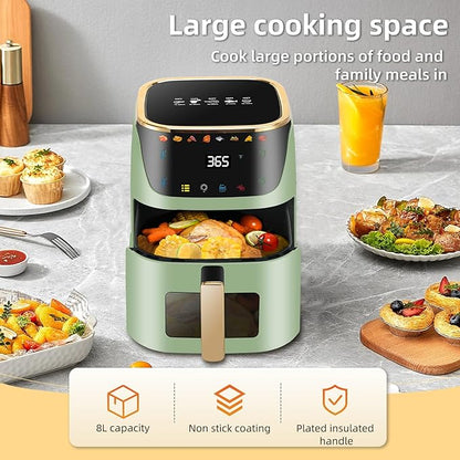 Panana Air Fryer, 8QT Large Capacity Air Fryer, Oilless Healty Cooker Airfryer Oven with 8 Presets, 1500W Air Fryers for Quick Meal, Home Use