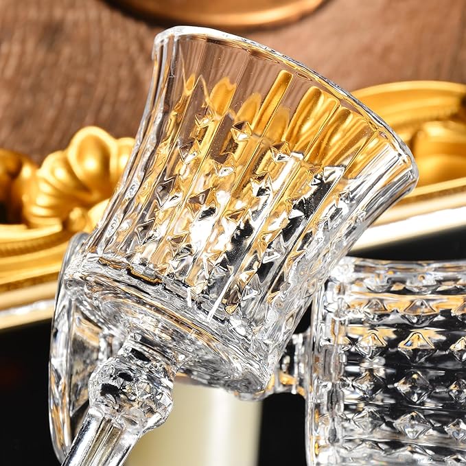 Shot Glasses, 2oz Mini Wine Glasses Set of 6, Fancy Shot Glasses/Great for White and Red Wine/Wine Glass Clear/Tasting Glasses/Cute/Etching Patterns