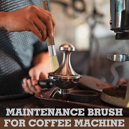 Takavu Coffee Grinder Cleaning Brush, Barista Brush with Stiff White Boar Bristle, Espresso Machine Cleaner Tool, Brista Dusting Accessories Used on Group Heads Shower Screen Portafilter Scoop Tamper