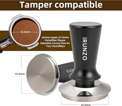53mm Coffee Espresso Tamper，Premium Barista Coffee Press with Calibrated Spring Loaded WDT Tool，100% Stainless Steel Flat Base Tamper for Espresso Coffee Machine Fits