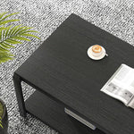 Load image into Gallery viewer, EXCEFUR Black Coffee Table, Modern Rustic Wood Center Table for Living Room, Industrial Rectangle Cocktail Tea Table with Storage Shelf