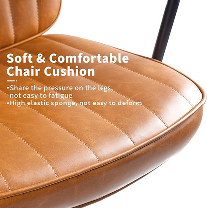 Artswish Mid Century Office Chair - Leather Desk Chair with Wheels, Arms, Swivel & Height Adjustable Ergonomic Computer Chair for Home Office, Brown