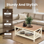 Load image into Gallery viewer, PHI VILLA Farmhouse Coffee Table for Living Room, White Coffee Tables with Storage Rustic Style Modern End Table Set