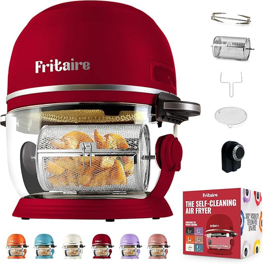 Non Toxic Air Fryer™ - Glass AirFryer 5 Quart w/ 360 Visibility, Self-Cleaning, 400F Vortex Air Fryer for Even Cooking, BPA-Free Teflon Free, 6-in-1 Functions, Rotisserie, Roast, Bake, Cherry