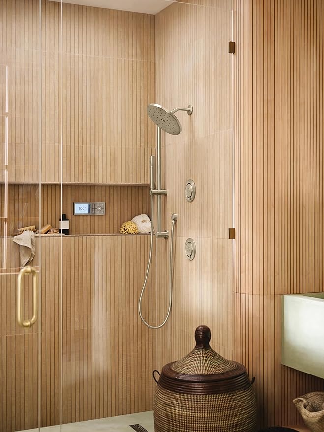 Moen 3887EPBN Modern Eco-Performance Handshower Handheld Shower with 30-Inch Slide Bar and 69-Inch Metal Hose, Brushed Nickel