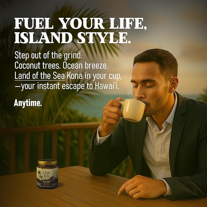 KONA COFFEE 100% - Freeze Dried Instant Coffee - Low Acid Coffee - Medium Roast Hawaiian Coffee - Crafted from Arabica Beans, 1.5oz (1 Pack)