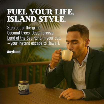 KONA COFFEE 100% - Freeze Dried Instant Coffee - Low Acid Coffee - Medium Roast Hawaiian Coffee - Crafted from Arabica Beans, 1.5oz (1 Pack)