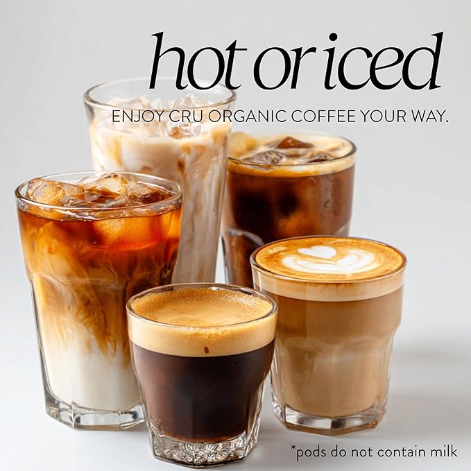 Cru Kafe Decaf USDA Organic Espresso Coffee Capsules (50 Pods) Fairtrade Coffee Pods Compatible with Nespresso Original Line and Pixie Machines