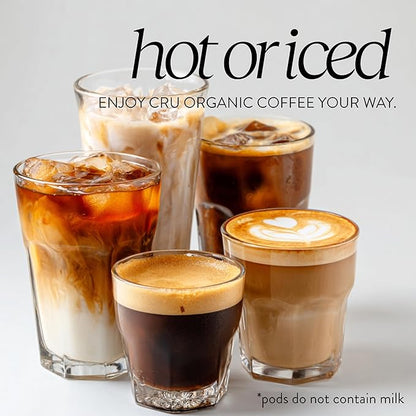 Cru Kafe Decaf USDA Organic Espresso Coffee Capsules (100 Pods) Fairtrade Coffee Pods Compatible with Nespresso Original Line and Pixie Machines