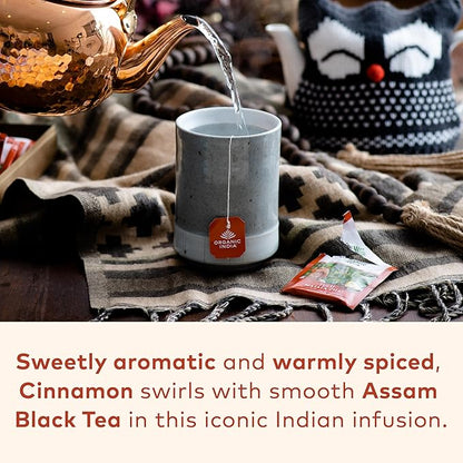 ORGANIC INDIA Tulsi Masala Chai Tea Bags - Holy Basil, Black Tea, Spices with Ginger, Stress Relieving, Immune Support, USDA Certified Organic, Antioxidant, Caffeinated - 18 Infusion Bags, 3 Pack