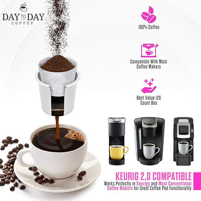 Day To Day 120-Count French Roast Dark Roast Single Serve Coffee Pods for K-Cup Keurig Brewers