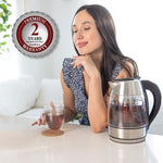 Load image into Gallery viewer, OVENTE Electric Kettle with Digital Temperature Control and Removable Tea Infuser, 1500W Water Heater, 1.7L Double-Wall Insulated Glass, Easy to Fill Lid, Keep Warm Function, and Auto Shut-Off, KD68S