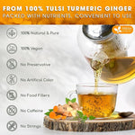Load image into Gallery viewer, FreshDrinkUS, Premium 55 Tulsi Turmeric Ginger Tea Bags, 100% Natural &amp; Pure from Tulsi Holy Basil Leaves, Turmeric and Ginger. Made with Natural Material Tea Bags. No Sugar, No Caffeine, Vegan.