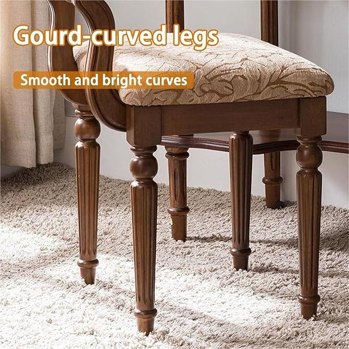 Vintage Solid Wood Vanity Chair - Compact Makeup Stool Accent Chair for Small Spaces Living Room