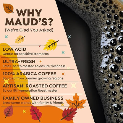 Maud's Fall Flavored Coffee Pods Variety Pack, 42ct, 6 Assorted Flavors, Medium Roast Coffee in Recyclable Single Serve Pods – 100% Arabica Beans, Compatible with Keurig K Cups Maker