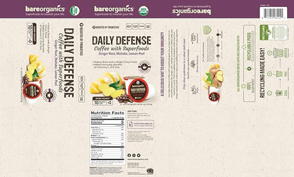 BareOrganics Daily Defense Coffee with Superfoods, 60ct (15660) (Pack of 2)