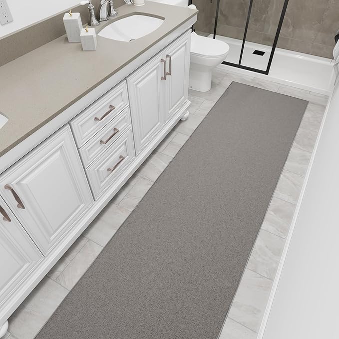 Ottomanson Hallway Runner Rug 2'7" x 9'10" Non Slip Solid Area Rugs Easy to Clean Laundry Rug Runner Durable & Pet Friendly Floor Carpet Runners for Hallways Entryway Living Room Kitchen, Gray