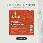 Load image into Gallery viewer, LUXMI Estates Vanilla Spice Chai 100Gm Loose Leaf Tin | Certified Organic Black Tea Leaf | Smooth, Flavorful, Robust, Caffeinated | Darjeeling &amp; Assam Tea From India, 100 grams