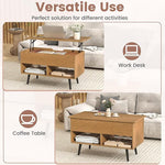 Load image into Gallery viewer, Tangkula Lift Top Coffee Table, Modern Cocktail Table with Hidden Compartment &amp; 2 Open Shelves, Flip Top Center Table, Wooden Pull up Coffee Table for Living Room, Reception Room, Office (Natural)