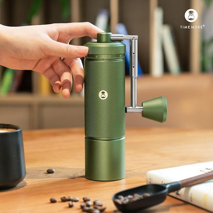 Timemore S3 Manual Coffee Grinder - External Adjustment with Stainless Steel Patented Burr | Hand Coffee Grinder Hign Presicion | Premium Timemore Grinder Chestnut S3, Green